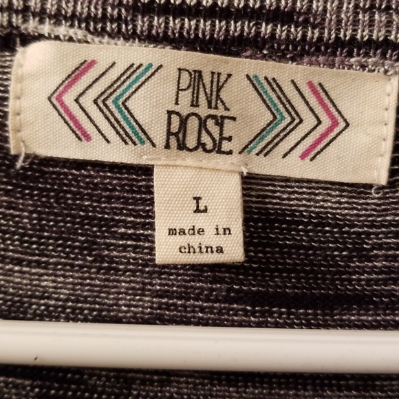 Very Nice Pink Rose Black & Gray Blouse - Picture 2 of 4